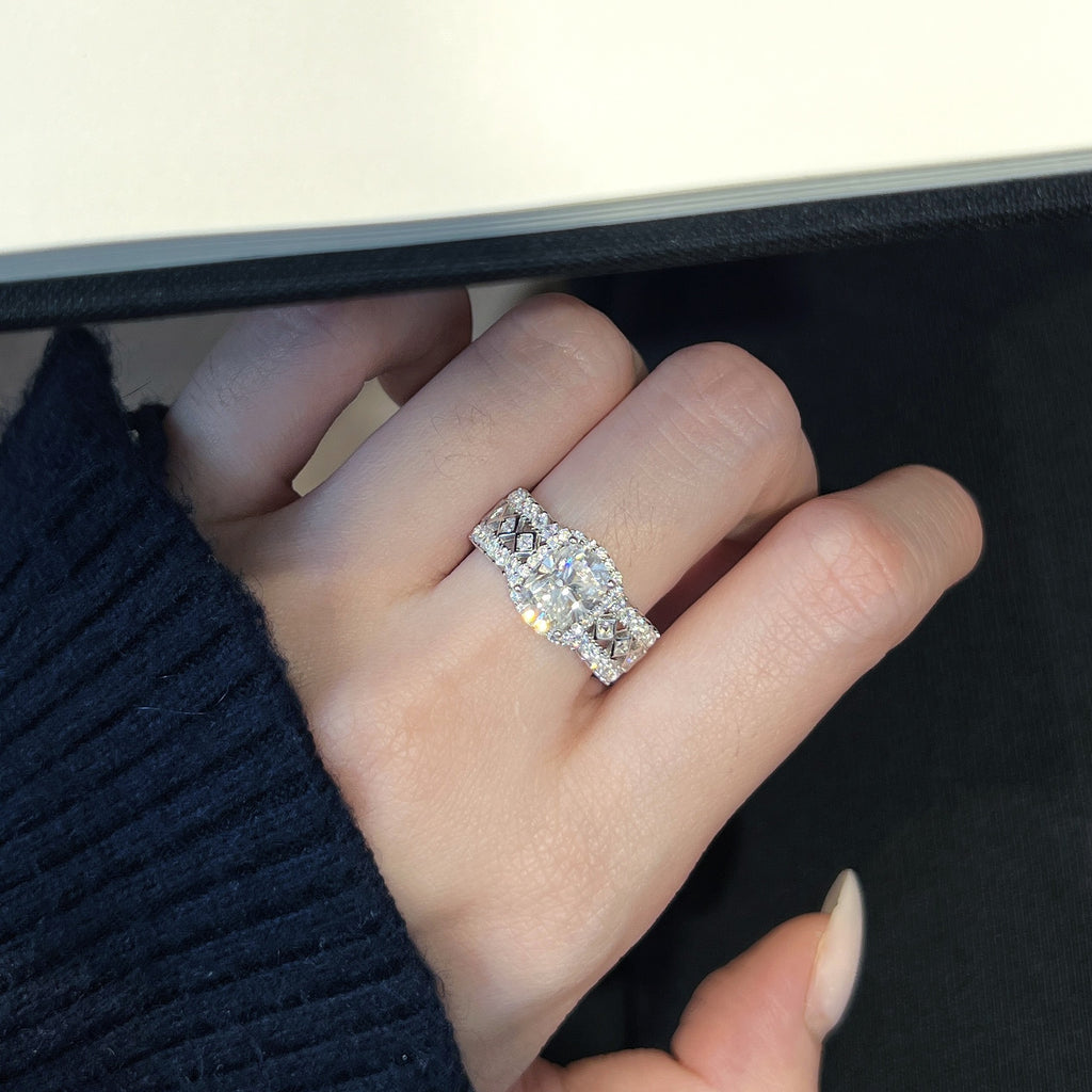 2 carat moissanite ring, silver ring, ring - ZORVA JEWELRY