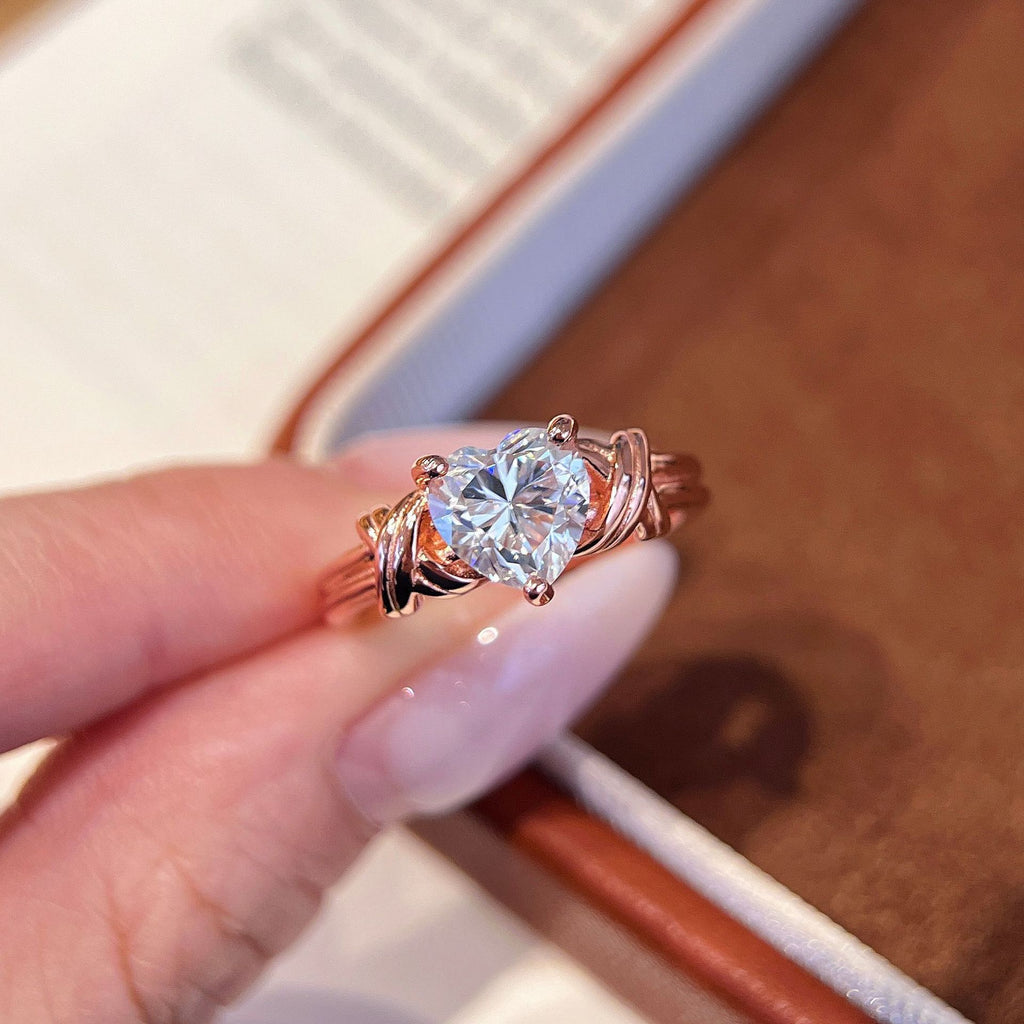 Intertwined Heart Rose Gold Ring - ZORVA JEWELRY
