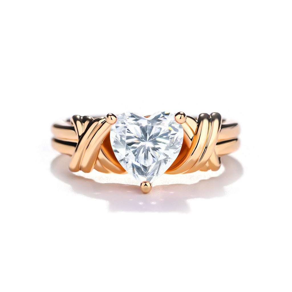Intertwined Heart Rose Gold Ring - ZORVA JEWELRY