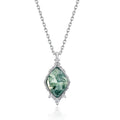 Marquise-Cut Green Vein Stone Silver Necklace - ZORVA JEWELRY