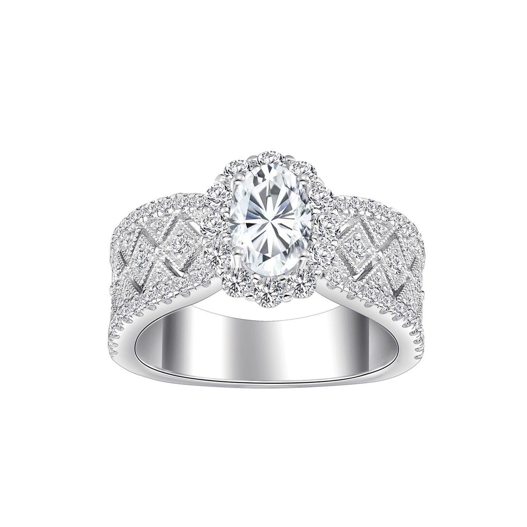 Art Deco Style Pave Oval Diamond Ring - ZORVA JEWELRY