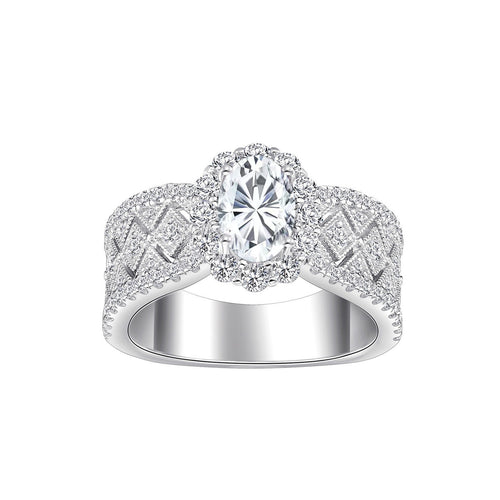Art Deco Style Pave Oval Diamond Ring - ZORVA JEWELRY