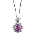 Rose-Cut Pink Diamond Halo Pendant Necklace- ZORVA JEWELRY