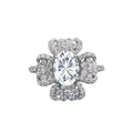 Four-Leaf Flower Oval Diamond Ring- ZORVA JEWELRY