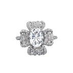 Four-Leaf Flower Oval Diamond Ring- ZORVA JEWELRY