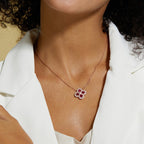 Four-leaf clover red gemstone pendant necklace - ZORVA JEWELRY