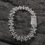 Cross-Shape Diamond-Encrusted Gold Bracelet - ZORVA JEWELRY