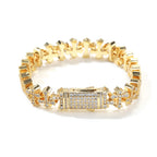 Cross-Shape Diamond-Encrusted Gold Bracelet - ZORVA JEWELRY