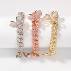 Butterfly Diamond-Encrusted Cuban Link Gold Bracelet - ZORVA JEWELRY