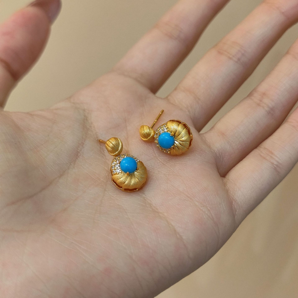 Azure Gold Pattern Earrings - ZORVA JEWELRY