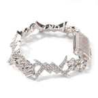 Thorn Diamond-Encrusted Cuban Link Silver Bracelet - ZORVA JEWELRY