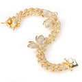 Butterfly Diamond-Encrusted Cuban Link Gold Bracelet - ZORVA JEWELRY golden