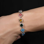 Colorful Four-Leaf Clover Gemstone Bracelet - ZORVA JEWELRY