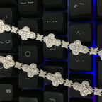 Four-Leaf Clover & Star Diamond-Encrusted Silver Bracelet- ZORVA JEWELRY
