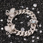 Butterfly Diamond-Encrusted Cuban Link Gold Bracelet - ZORVA JEWELRY