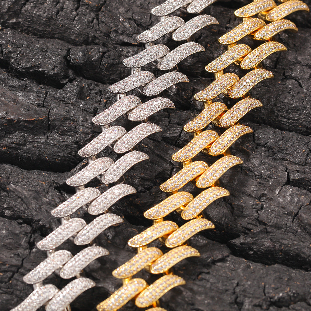 Spike Diamond-Encrusted Cuban Link Silver Bracelet - ZORVA JEWELRY