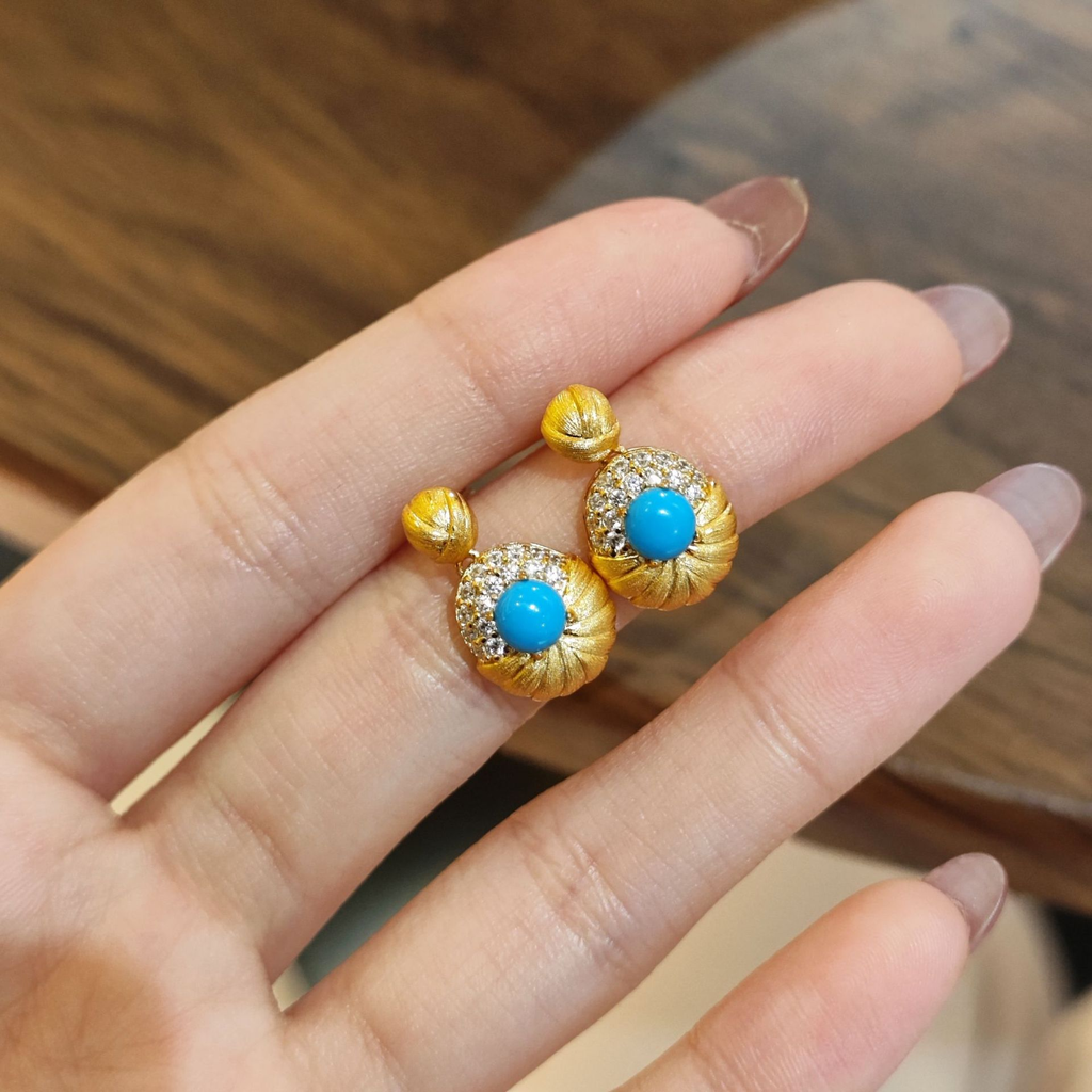 Azure Gold Pattern Earrings - ZORVA JEWELRY