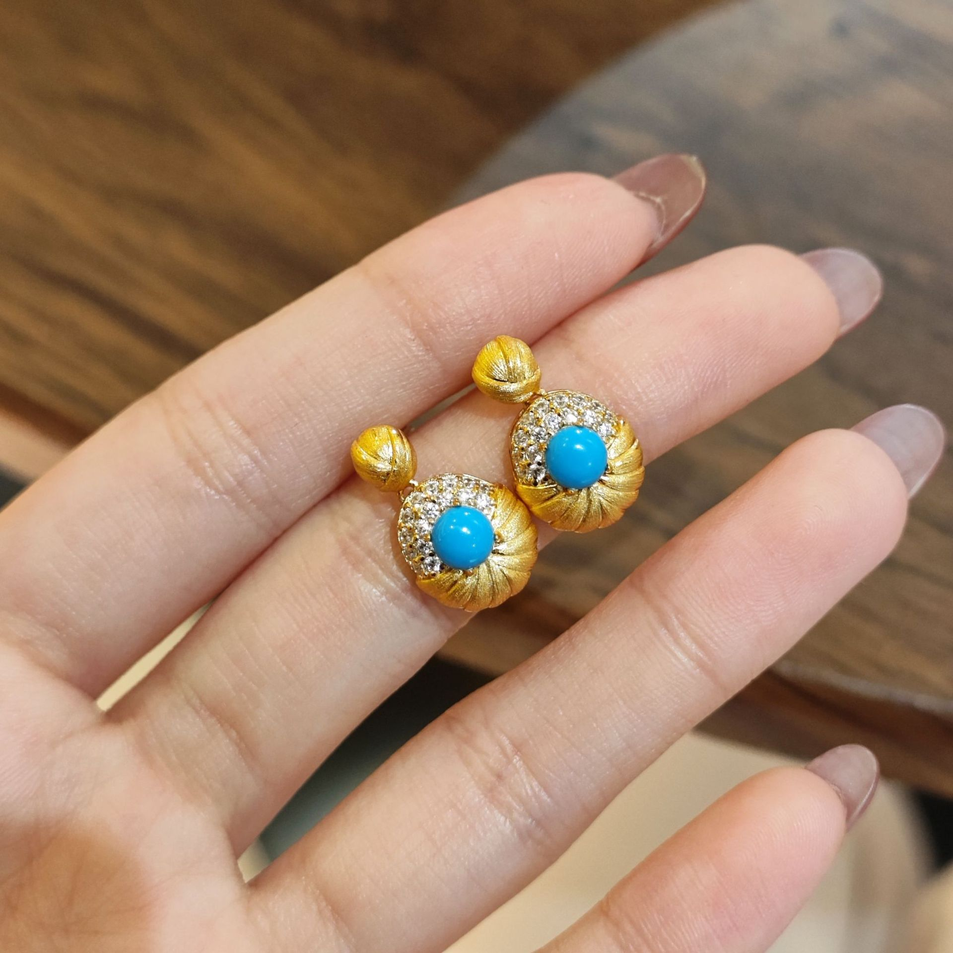 Azure Gold Pattern Earrings - ZORVA JEWELRY