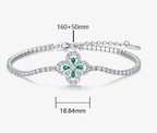 Four-Leaf Clover Green Gemstone Tennis Bracelet - ZORVA JEWELRY