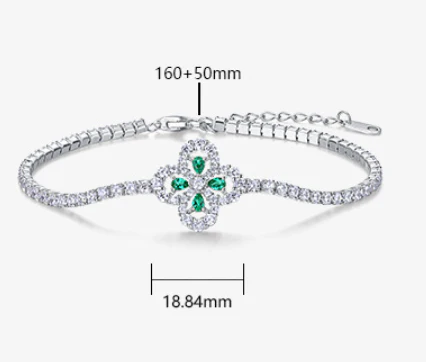Four-Leaf Clover Green Gemstone Tennis Bracelet - ZORVA JEWELRY