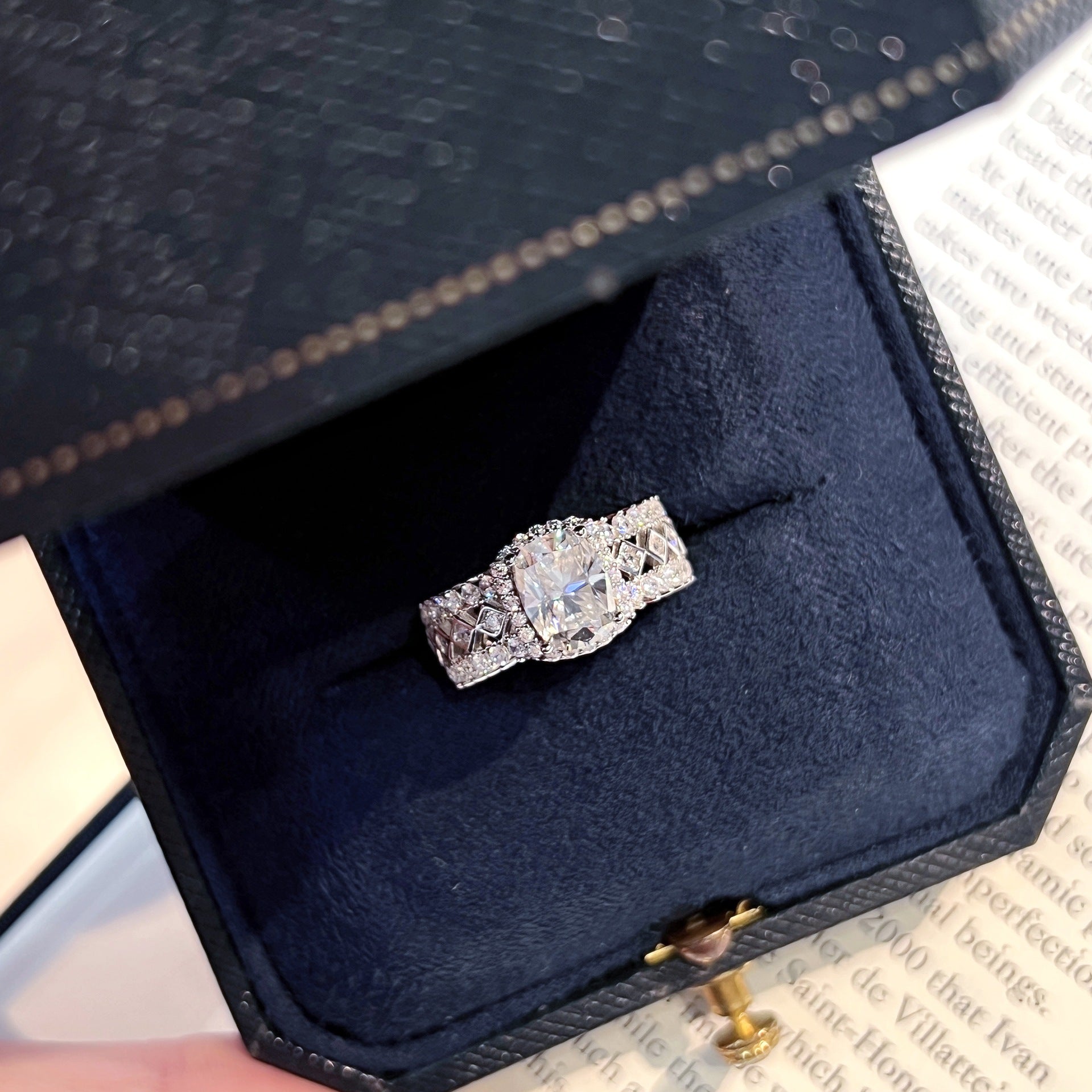 2 carat moissanite ring, silver ring, ring - ZORVA JEWELRY 9