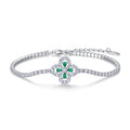 Four-Leaf Clover Green Gemstone Tennis Bracelet - ZORVA JEWELRY Cultivate emerald (droplet shaped 2 * 3mm) 16cm+5cm