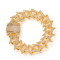 Spike Diamond-Encrusted Cuban Link Silver Bracelet - ZORVA JEWELRY golden 8inch(20cm±)