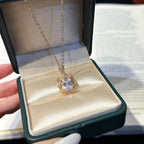 Rose Gold Leafy-Cluster Oval Diamond Pendant Necklace - ZORVA JEWELRY