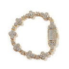 Four-Leaf Clover & Star Diamond-Encrusted Silver Bracelet- ZORVA JEWELRY golden