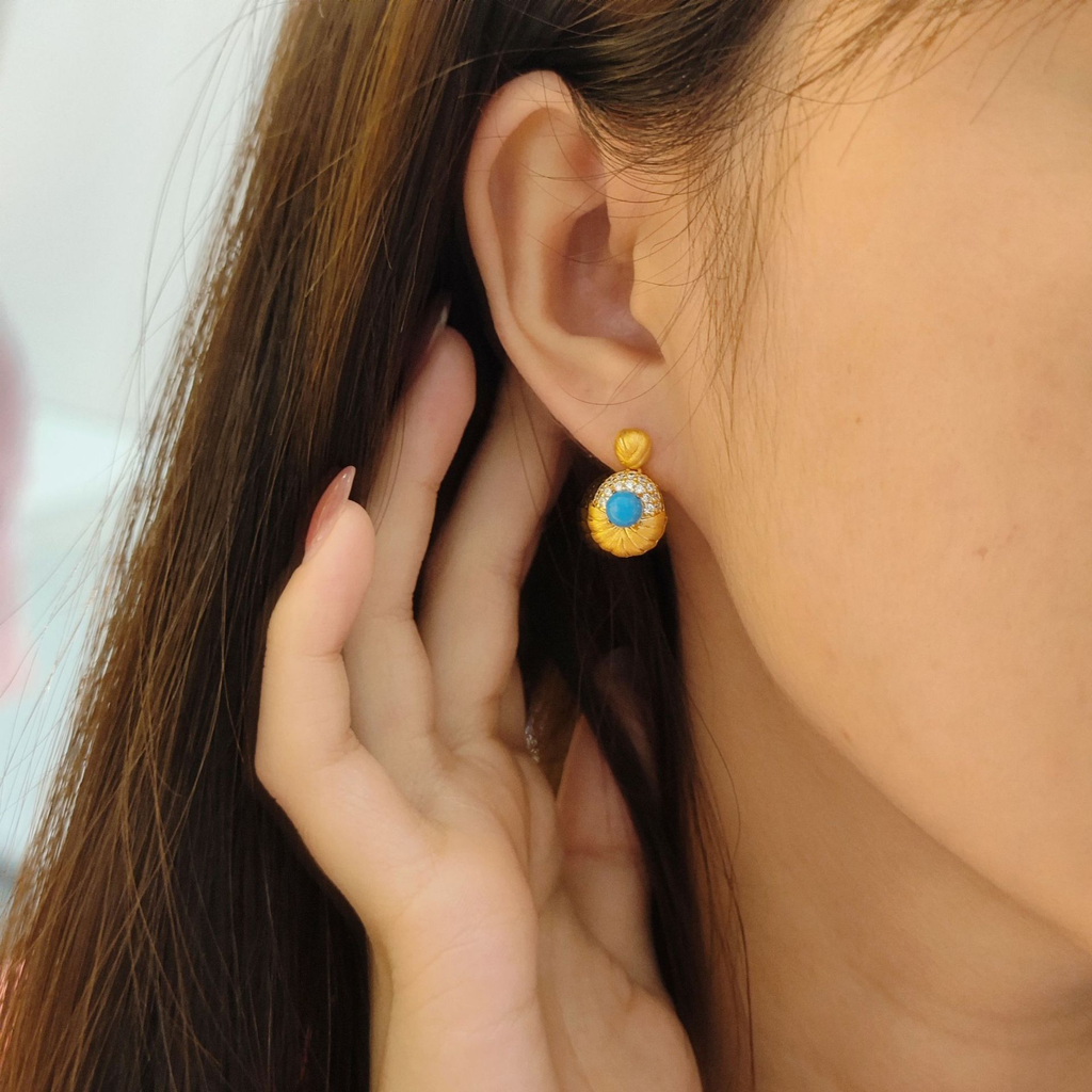 Azure Gold Pattern Earrings - ZORVA JEWELRY